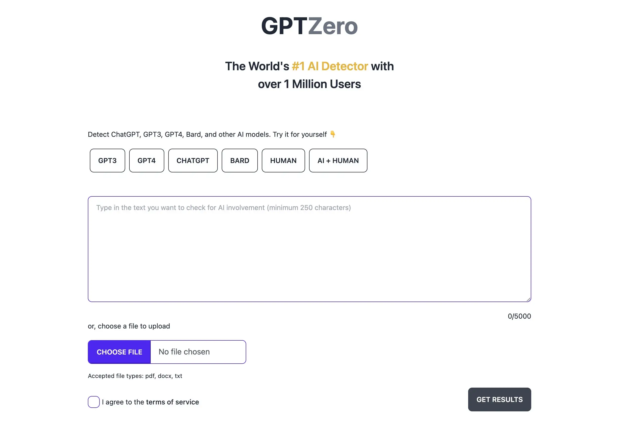 Screenshot of GPTZero detecting ChatGPT